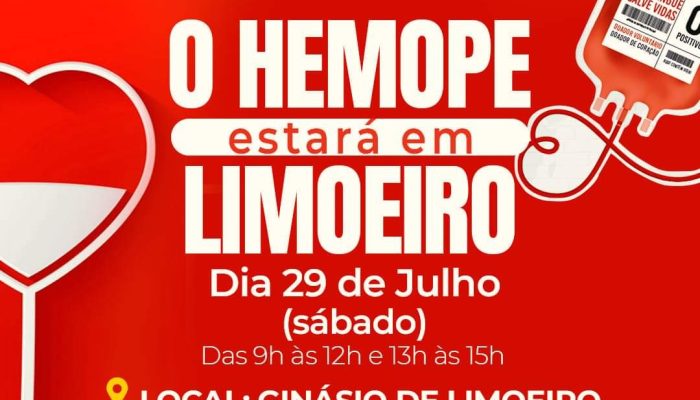 Limoeiro receberá mais uma etapa da Campanha de Doação de Sangue do Hemope